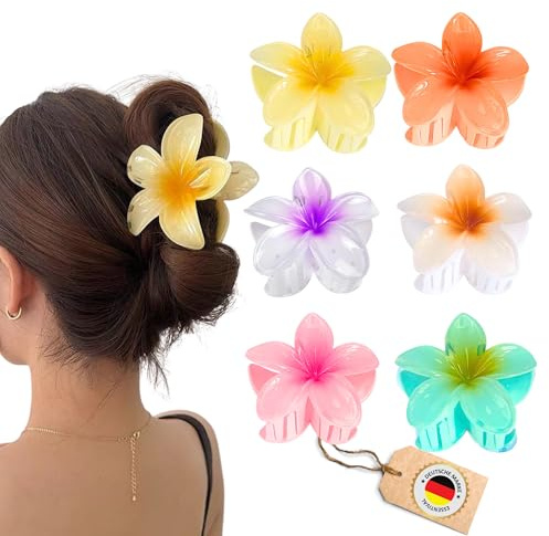 ESSENTIVAL® 6 Premium Blumen Haarklammer Rutschfest für dick/dünn Haar, Kraller Klammer Flower Hair Claw Clips, Klauen Haarspangen für Frauen & Mädchen