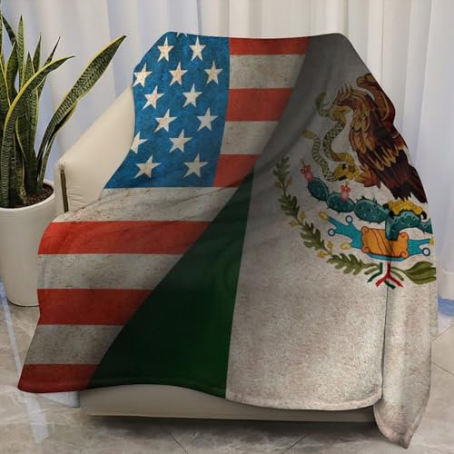 Kuscheldecke Usa Mexiko Flagge Flanell Decke Gemütlich Sofadecke Unisex Wohndecke Für Nickerchen Drinnen Wohnzimmer 125x150cm