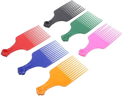 Healvian 6 Piezas Peine Plano De Plástico Peine De Dientes Largos Para Cabello Barba y Pelucas Desenredante Para Uso Salón