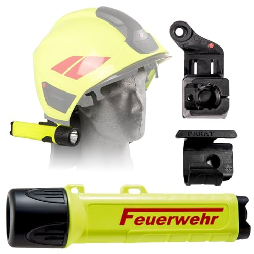PARAT PARALUX® PX1 FEUERWEHR Set für Rosenbauer H30 Rechts | LED Arbeitsleuchte mit 120 Lumen | EX-geschützte LED Taschenlampe | Wasserdichte Helmlampe | inkl. Batterien, Adapter & Halterung