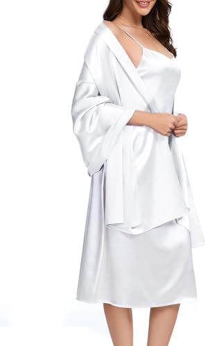 Bbonlinedress Halstuch Damen Seide Party Schal Satin Stola Stolen für Abendkleider elegant Festlich Shawl 195*70CM White