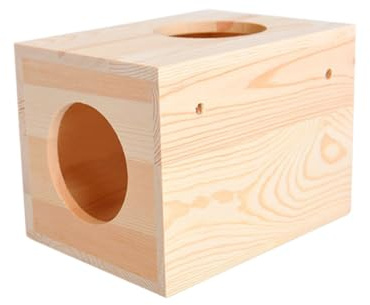 BUGUUYO Casa y Ejercicio Único Diseño para Descanso Seguro de Madera Natural Beige Hámsters Chinchillas de Mascotas Pequeñas