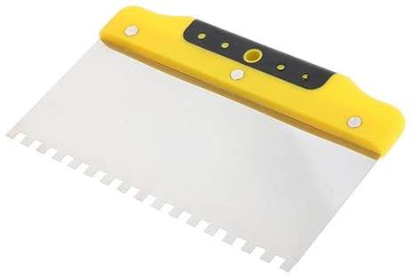 Drywall Trowel Notched Spreader Plastering Toothed Spatula Plastering Trowel 200 mm, Yellow Black