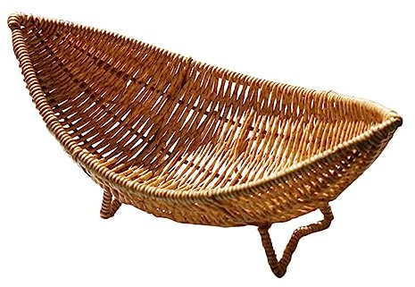 Cabilock Cesta de Fruta Tejida de Plástico Color Café, Forma de Barco