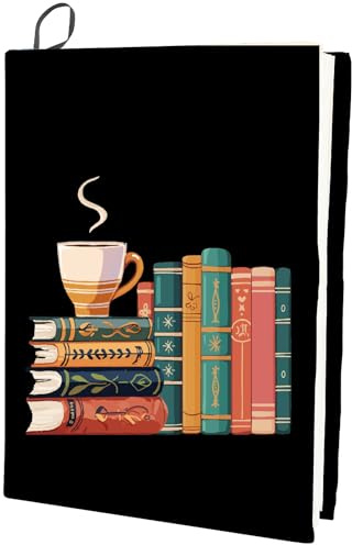 CRASPIRE Funda Elástica para Libros con Diseño de Café Lavable Reutilizable de Nailon para Libros Grandes para Libros de Tapa Dura de 9 x 11 Pulgada para Estudiantes de Aula