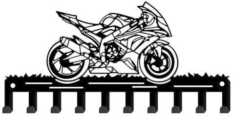 SUPERDANT Line Motorcycle Schlüsselaufhänger Im Vintage Motorrad Dekorativ 10 Haken Schwarzer Schlüsselbrett Wandhaken Schlüsselhalter Organizer Hundeleinenaufhänger Für Die Wand Hause Haustür