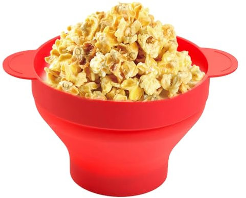 Popcorn Bowl Microwavable,Silicone Popcorn Bowl Hot Air Popper | Silicone Bowl Heat-Resistant, Dishwasher Safe, Foldable Food Container for Family Movie Night