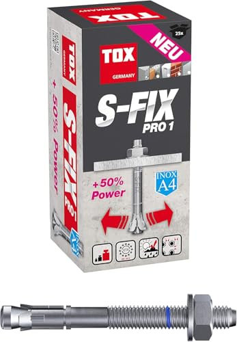 TOX Bolzenanker M S-Fix Pro 1 Edelstahl A4 M10 x 115/35 mm, 25 Stück, 040171121