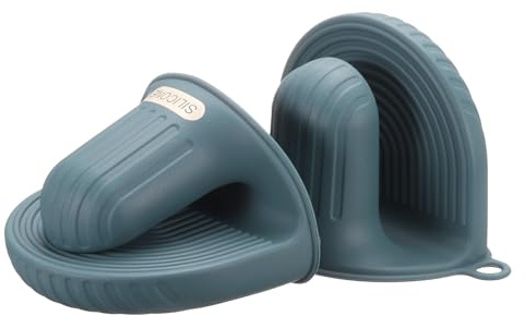 QUARKZMAN 2 Pezzi Guanti Da Forno In Silicone, Mini Guanti Termoresistenti Presine In Silicone Mini Protettori Per Dita Pinze Da Cucina Per Friggitrice Ad Aria Cucina E Cottura, Blu
