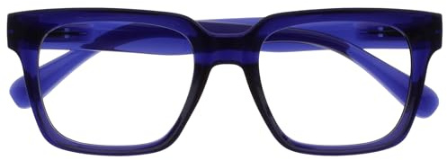 OPULIZE ERA Blue Light Glasses for Women & Men-Clear Lens-Anti-Reflective and Anti-Glare-UV400 Protection-Oversized Frame-Computer and Screen Glasses-Indigo Blue-+0.00(Pack 1 of with 1 Pouch)