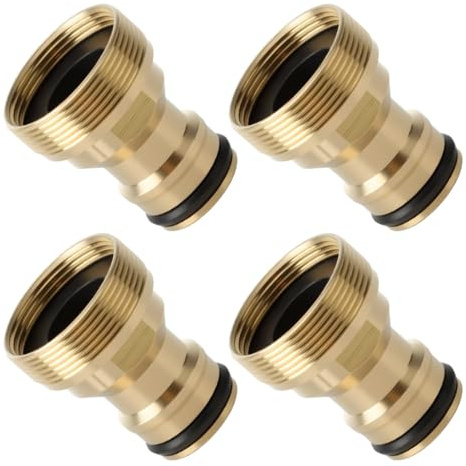 4 PCS Universal 3/4 inch Male Brass Hose Tap Connector, Garden Tap Connector with M22 Female Thread and M24 Male Thread, Water Hose Faucet Adapter for Kitchen Sink Washing Machine Bathroom Garden