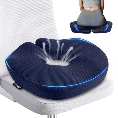 Feagar Coxy kudde memory foam hemorrojder, kudde kontorsstol och bilförare mot skum med justerbar ring, lindra svanskotan och ischias tryck