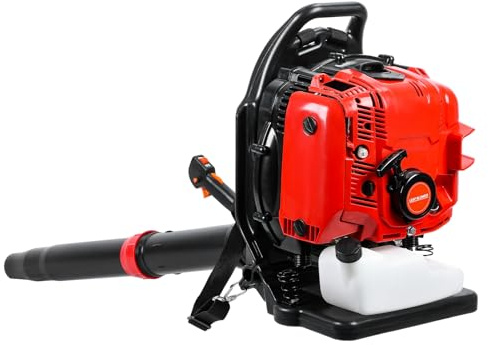 Leaf Blower, 5HP Backpack Leaf Blowers Gas, 75CC 4-Stroke 900CFM/210MPH, Cordless Leaf Blower, Low-Emission & Cruise Control, Professional Lawn Care, Snow Removal for Homeowners and Landscapers Red