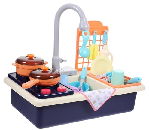 WEKAMOS Geschirrspüler Spielzeug aus Kunststoff für Kinder Blau mit Funktionierendem Wasserhahn der Denkfähigkeit und Bedienungsfähigkeit der Spielküche