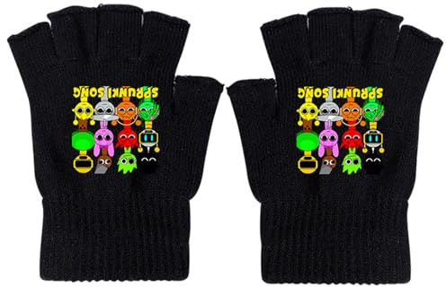 Kanfyyl Anime Knitted Gloves, Anime Winter Warm Half Finger Gloves