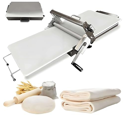 Sfogliatrice manuale pieghevole per pasta, stendipasta da tavolo in acciaio inox, spessore regolabile per pizze, croissant, pasta e fondente perfetti, sia per uso commerciale che domestico 90x40cm