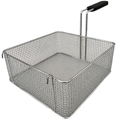 FCR0252 Panier pour friteuse professionnel avec crochets dimensions 290 x 300 x 120 H mm en acier chromé fabriqué en Italie Panier de friteuse en acier inoxydable