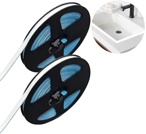 2Pcs Bath Sealant Strip Self Adhesive 6m, Waterproof Mildewproof Bathroom Sealant Tap,Decorative Bath Trim, Sealing Tape For Bathtub, Shower, Sink, Tile Edges And Kitchen Countertop(White)