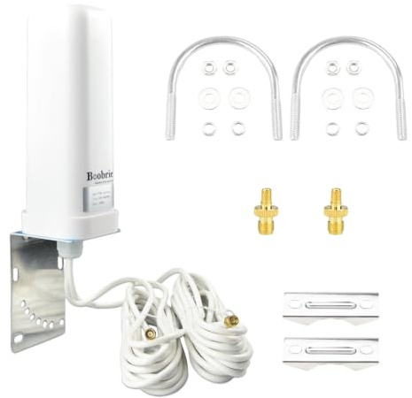 BOOBRIE 2x2 MIMO 4G 5G LTE Passive Antenna Outdoor 5dBi Omnidirectional with Dual SMA Male RG58 Cable & SMA to TS9 Adapter for LTE Router and CPE Devices