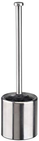 Bambelaa! Klobürste WC-Bürste WC-Garnitur WC-Bürstenhalter Edelstahl Glas Silber Schwarz Toilettenbürste mit Halter Edelstahlbehälter Glaseinsatz Badezimmer (ca. 10 x 36,5 cm)