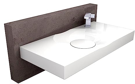 Wandwaschbecken Aufsatzwaschbecken BS6059 in Weiß - 100 x 48 x 10 cm