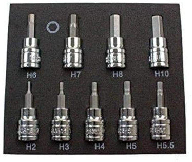 US PRO Set di 9 chiavi a brugola esagonale per punte metriche da 3/8 Dr Drive 2-10mm 2065