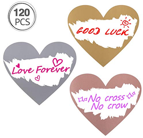 120 Pieces 3 Inch Heart Shape Scratch Off Stickers Labels for DIY Valentine's Day Scratch Off Cards
