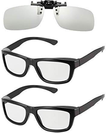 N/A 3D - Juego de Gafas para móvil, Cine, pasiva, 3D, Compatible con televisores Reald Cinema 2 × Gafas y 1 Clip