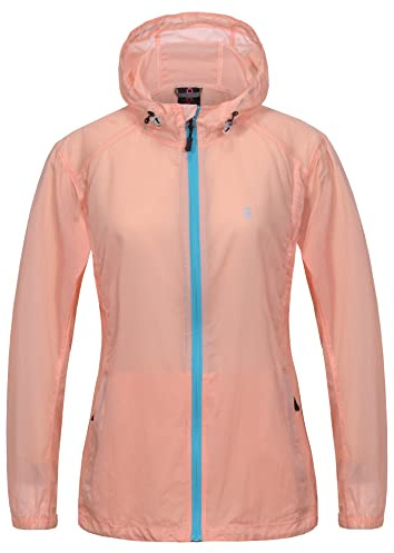 Little Donkey Andy Women's Full Zip Sun Protection Hoodie Jacket Long Sleeve Shirt Running Hiking Golf Water Repellent UPF50 Pink Large