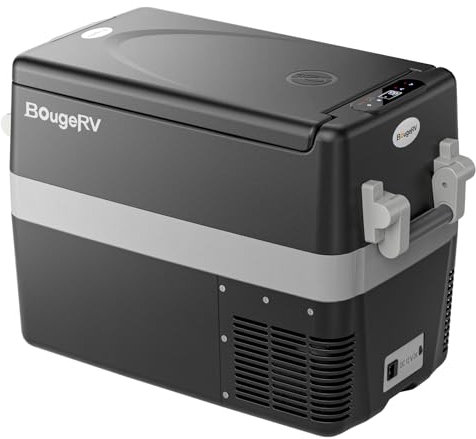 BougeRV 12V Refrigerator Fridge Freezer Portable Car Fridge 42 Quart Electric Cooler 12V/24V DC 110~240V AC for RV Camper Truck Jeep Pickup SUV Van Boat Camping Tailgating Road Trip Outdoor Travel