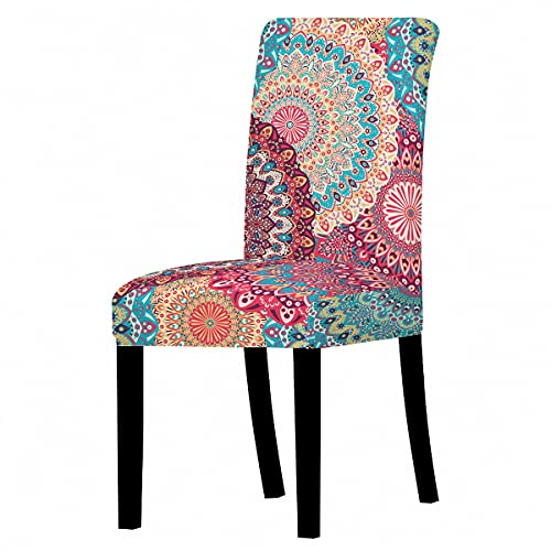 Morbuy Böhmen Drucken Stuhlhussen Set Stretch Beschützer Stuhlbezug Stuhlüberzug, Universal Elastische Spannbezug Hochzeit Weihnachten Partys Bankett Hotel Dekor (4 Stück,Mandala)