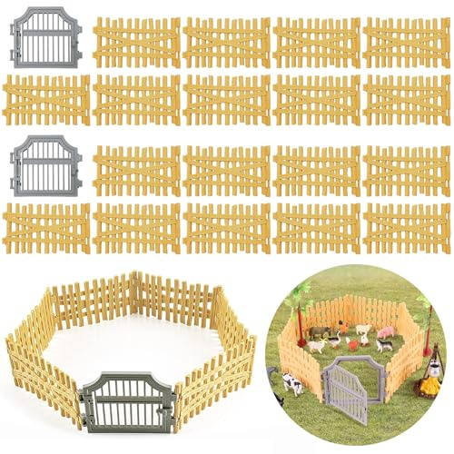 Jouet Clôture Cheval, 20 Pièces Clôture Jouets,Simulation Ferme Modèle,Mini En Plastique Jardin,Clôture Jouet Ferme,Clôture Accessoires Portique,Horse Corral Playset,Animal Cheval Action Figure