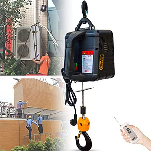 LMYYDES Verricello per paranco Elettrico 3 in 1, paranco Elettrico con Telecomando cablato e Wireless capacità 500 kg / 1102 libbre Gru argano Gancio Puleggia Cinghia di Sollevamento,Black