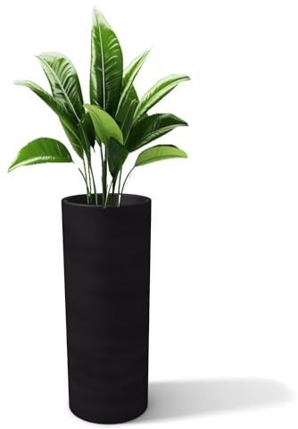 Kloris Macetero Alto, Jardinera cilíndrica Barroco 90 Negro Grafito Polietileno diámetro cm 35 Altura 90 cm Profundidad Compartimento 30 cm Made in Italy