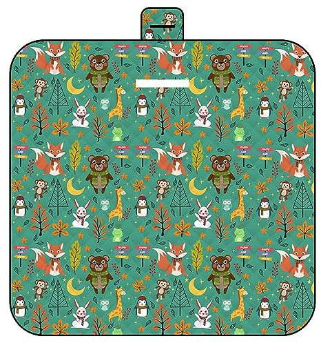 Yoonqun Picknickdecke 200x300cm,XXL Picknickdecke mit Wasserdichter Unterseite,Outdoor Stranddecke Sandfrei,mit Tragegriff Faltbare Picnic Blanket für Camping,Strand,Park,Familie,Konzerte Waldtiere
