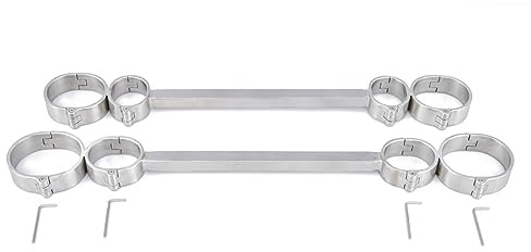 ZTHBYSB Metall Spreizstange Abschließbar Handschellen Fuß Fesseln Bondageset Extrem Sklave Ankle Cuffs Öffnen Bein Geräte Sex Werkzeuge für Paare BDSM Sklave Fetisch Sexspielzeug,Silber,Männer