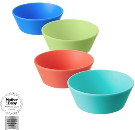 Nuby Good Square Meal - Ciotole per lo svezzamento dei bambini, durevoli, lavabili in lavastoviglie, auto-alimentate (confezione da 4)