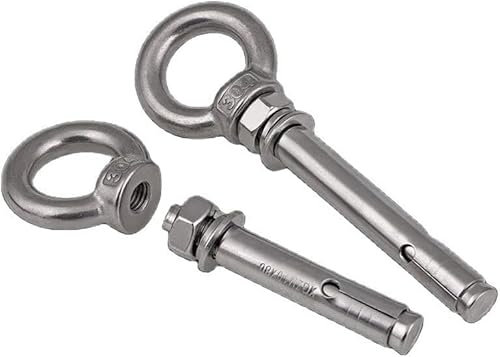Ankerbolzen, Dehnhülsen-Ankerschraubenbolzen, Dehnschraubenhaken aus Edelstahl 304, Ringschraube, Dehnbolzenschlaufe, Schaukelhaken M6 M8 M10-M20 (1 Stück) (Länge: 50 mm, Größe: M10, Größe: M6) ( Colo