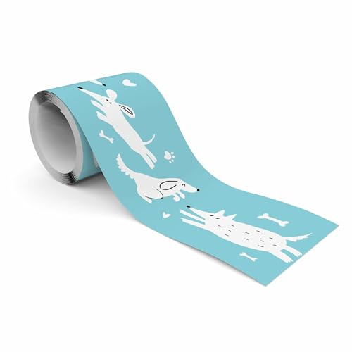 Muralo Bordüre Selbstklebend süße Hunde, Wandbordüre - 10x300 cm | Tapetenbordüre, Modernes Design, UV-beständig, halbmatt, glatt und abriebfest - ideal für das Kinderzimmer