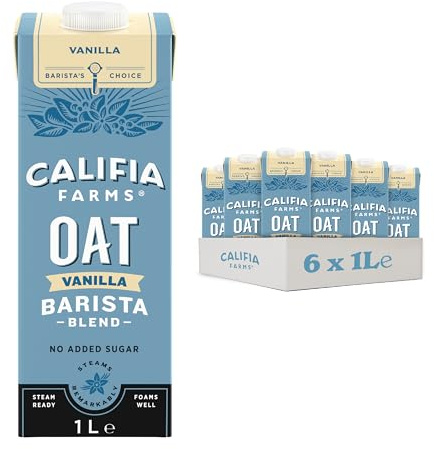 Califia Farms Vanilla Oat Barista Blend Drink - Vanilla Flavour Barista Blend With Calcium - Dairy Free, Lactose Free & Vegan 6 x 1L