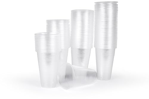 Inoverse 200 Stück Plastikbecher Trinkbecher, 0,2 L Transparent Ausschankbecher, Partybecher Kunststoff, Plastik Becher, Partygeschirr, Bierbecher, Wasserbecher