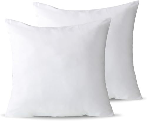 LSC 2 Pack Luxury 18” x 18” 45cm x 45cm Cushion Inserts Hollow Fibre Cushion Pads Bounce Back Square Cushion Inner for Sofa Bed Couch Scatter Cushions (PACK OF 2, 18X18 (45cm x 45cm))