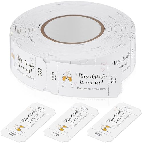 Zonon Getränkemarken Wertmarken Rollen aus Papier, 500,Frischer Stil | Drink Tickets, Getränke Ticket Rolle, Gutscheinrolle Essensmarken, Für Hochzeit Party Bars Geschäfte