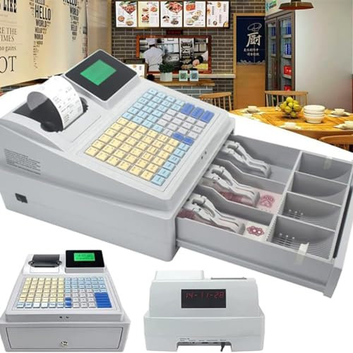 Registrierkasse mit 81 Tasten für kleine Unternehmen, 8 digitale LED-Registrierkasse mit Schublade, wasserdichte Tastatur, robust, langlebig, einfache Bedienung, für kleine Unternehmen, Einzelhandel,