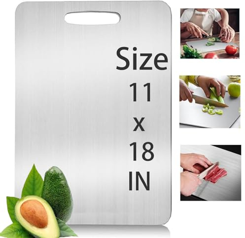 Titanium Cutting Board, Titanium Chopping Board, 304 Stainless Steel Cutting Board for Kitchen, Chopping Board Food Grade for Meat, Fruit, Vegetables, Dishwasher Safe (30 * 46cm)