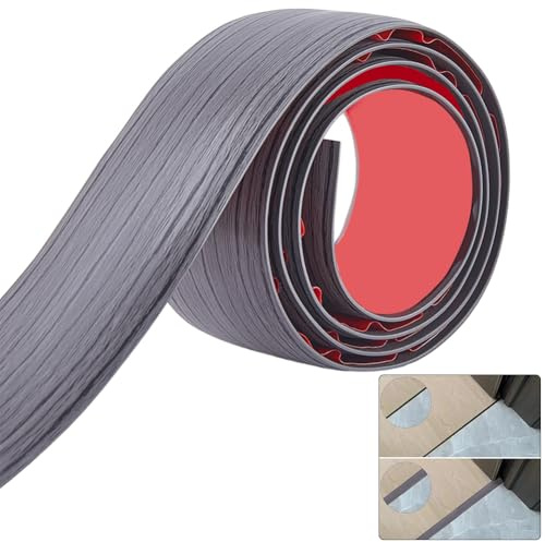 GORGECRAFT Floor Transition Strip Self Adhesive 1.2M x 5cm PVC Cover Edge Trim Wood Grain Laminate Flooring Flat Divider Gap Covering Joining Strips for Carpet Threshold Transition Floor Tiles Gray