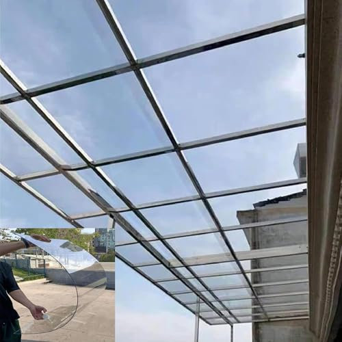 Transparente Polycarbonat-Dachbahn, 8 m lang, transparente Platte für regendicht, UV-Schutz, starke Schlag- und bruchsicher, mit Schrauben, langlebige Kunststoffplatte (1 m x 8 m)