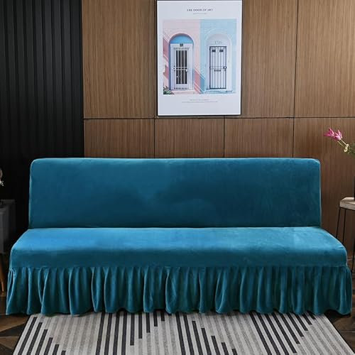 Nvzi Sofabezug für Klappsofas, Stretch-Couchbezüge für Wohnzimmer, einfache Passform, waschbar, Möbel-Sofaschoner mit Rock, 47,24–140 x 100 cm, Blau
