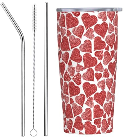 VOSERY Botella de agua de 20 onzas con tapa y popote, vaso aislado de acero inoxidable, taza de café de viaje, vaso personalizado