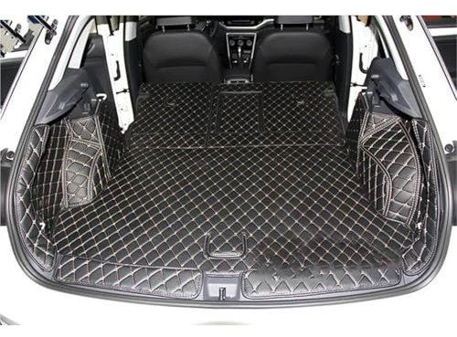 NYSQOFMB Voiture Coffre Tapis pour VW pour T-roc 2017 2018 2019 2020 Tapis Coffre Voiture en Cuir Tapis Doublure Chargement Tapis de Coffre Auto(Black Red wire)